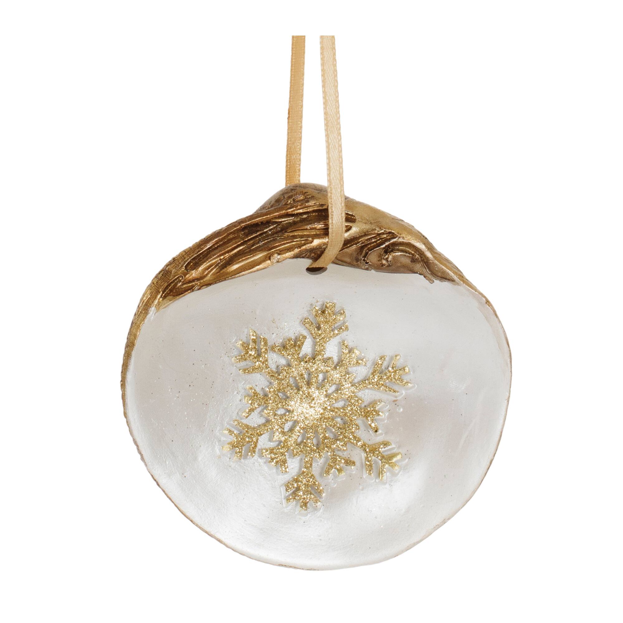 3" Clam Shell Snowflake Ornaments Set